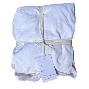 Pottery Barn White Voile Cotton Bed Skirt Dust Ruffle King 18 In Drop Brand New